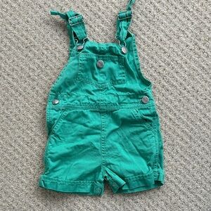 Vintage Kelly Green 100% Cotton Shortalls Size 18 Months